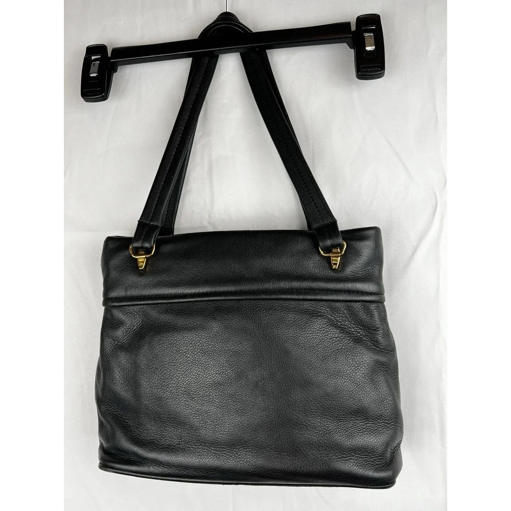 DEER WEAR BRAND Vintage Genuine Deerskin Soft Black Leather Shoulder Purse Bag